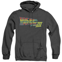 Load image into Gallery viewer, Back To The Future Iii Logo Heather Mens Hoodie Black