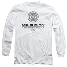 Load image into Gallery viewer, Back To The Future Ii Mr. Fusion Logo Mens Long Sleeve Shirt White