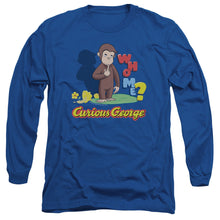 Load image into Gallery viewer, Curious George Who Me Mens Long Sleeve Shirt Royal Blue
