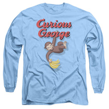 Load image into Gallery viewer, Curious George Hangin Out Mens Long Sleeve Shirt Carolina Blue Officially Licensed