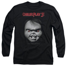 Load image into Gallery viewer, Childs Play 3 Face Poster Mens Long Sleeve Shirt Black