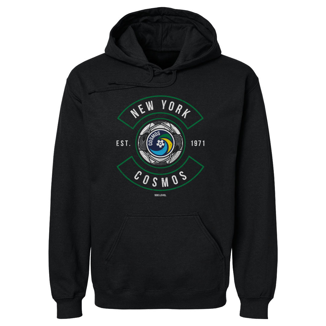 New York Cosmos Ball Arc WHT Mens Hoodie 500 Level Officially Licensed Fan Gear