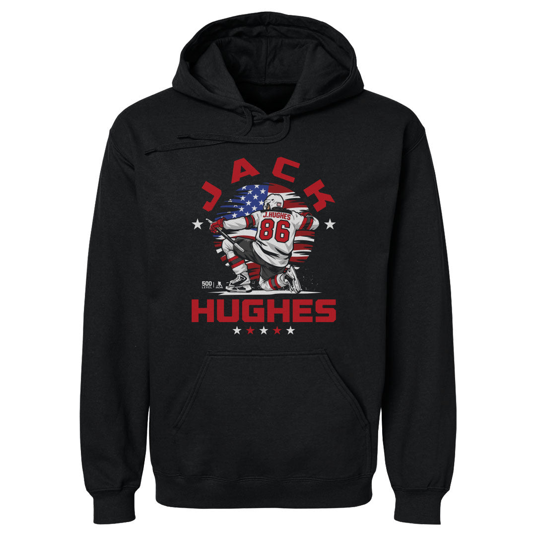 Jack Hughes New Jersey USA Flag Celebration WHT