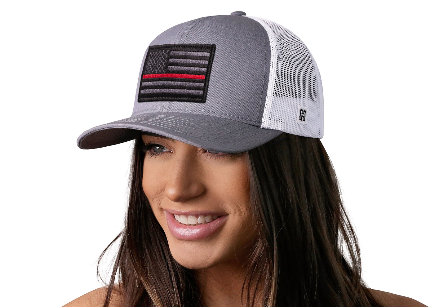 Thin Red Line Trucker Haka Hat Gray-White Fire Tactical Snapback
