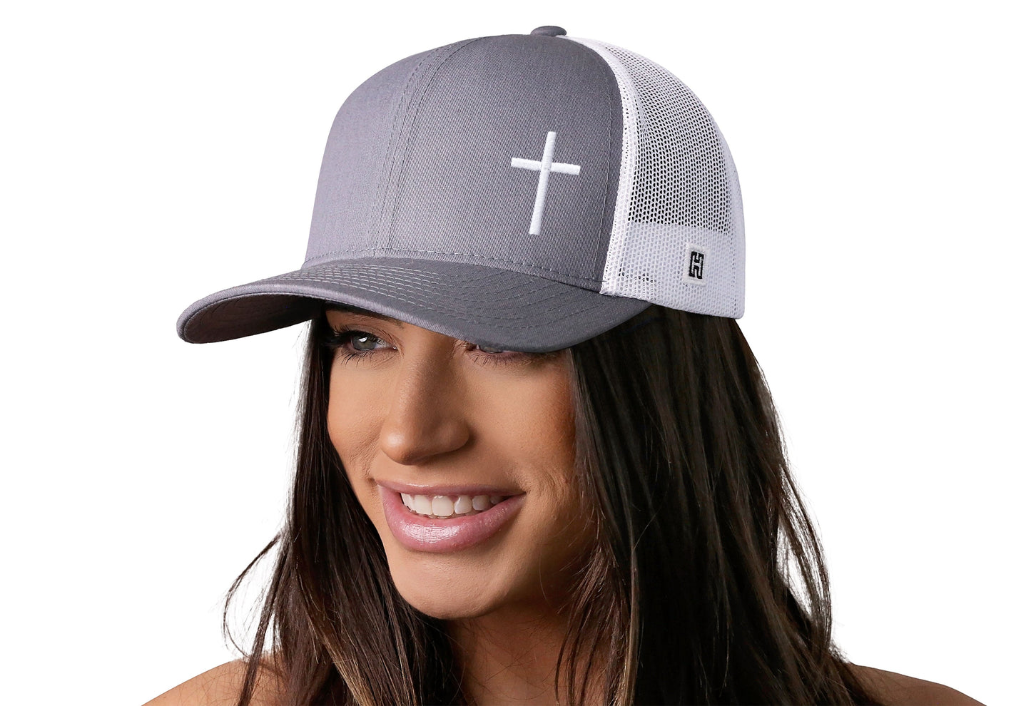 Cross Trucker Haka Hat Gray-White Cross Snapback
