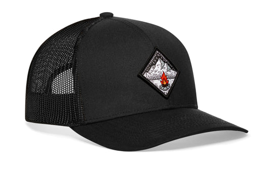 Campfire Trucker Haka Hat Black Outdoors Snapback