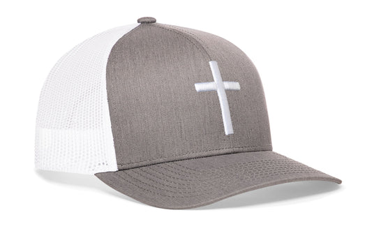 Cross Trucker Haka Hat Gray-White bold cross Snapback