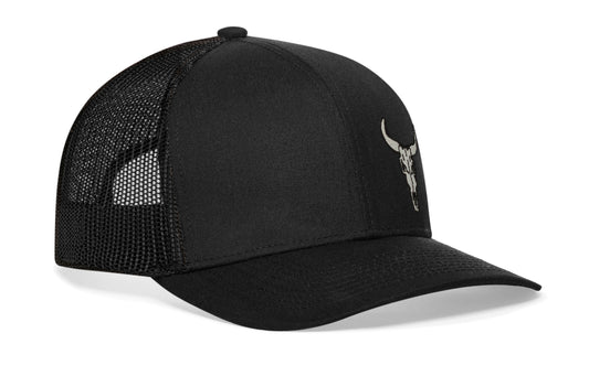 Bull Skull Trucker Haka Hat Black Bull Skull Snapback