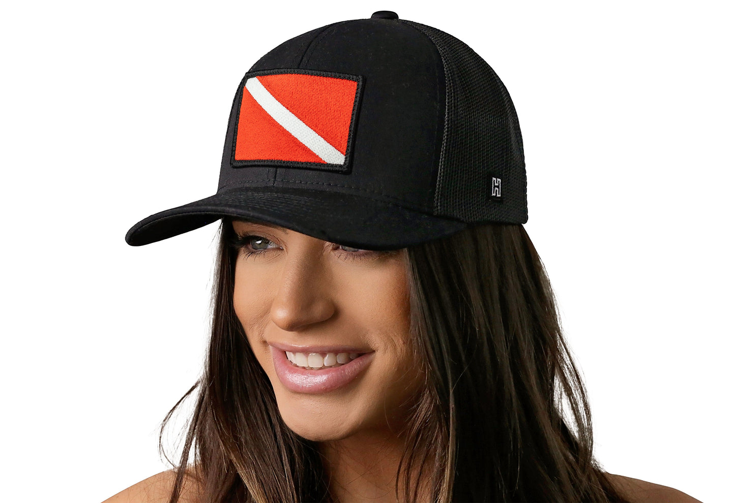 Dive Flag Trucker Haka Hat Black Scuba Diving Snapback