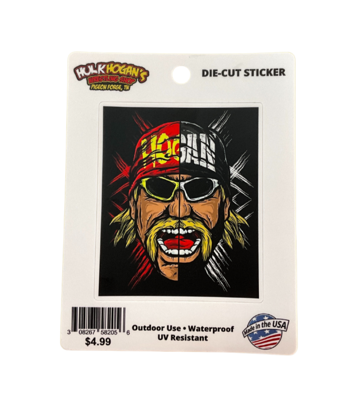 Hulk Hogan Splitface Hogan's Wrestleing Shop Artwork Sticker