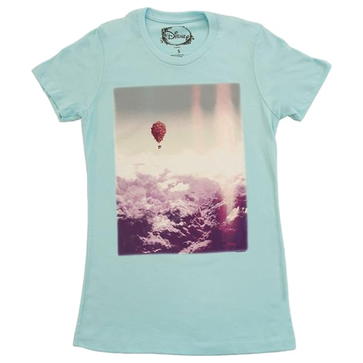 Disney Up Balloons in The Sky Juniors Cancun Blue T Shirt