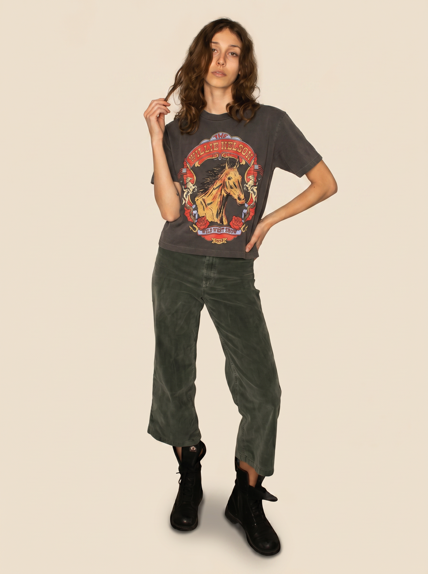 Willie Nelson Wild West Tee Womens T Shirt Vintage Black