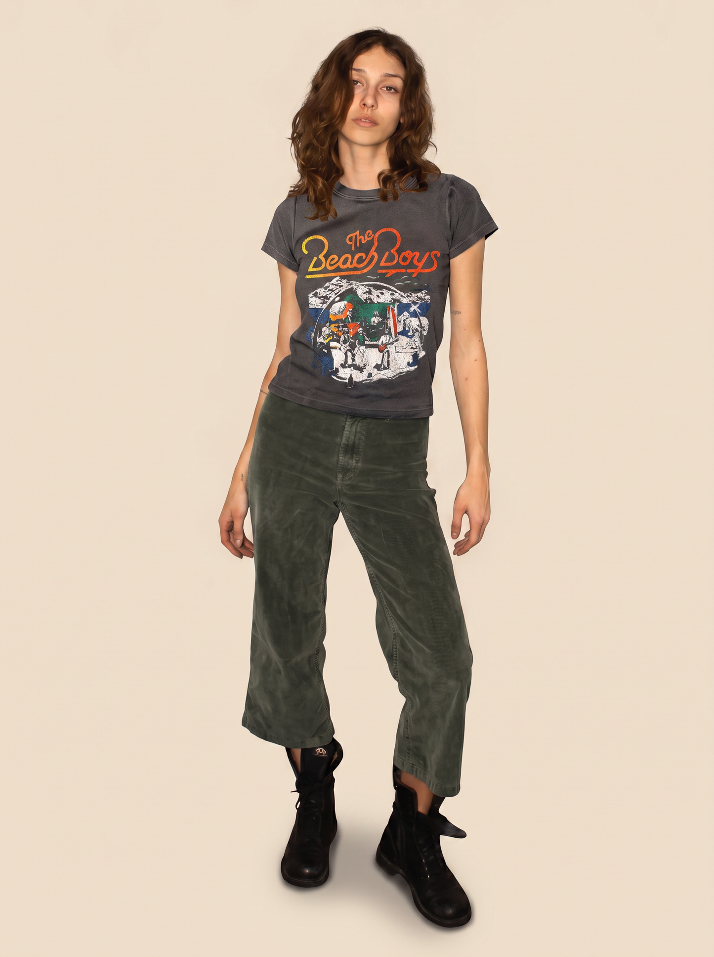 The Beach Boys Sun Bath Tee Womens T Shirt Dark Grey
