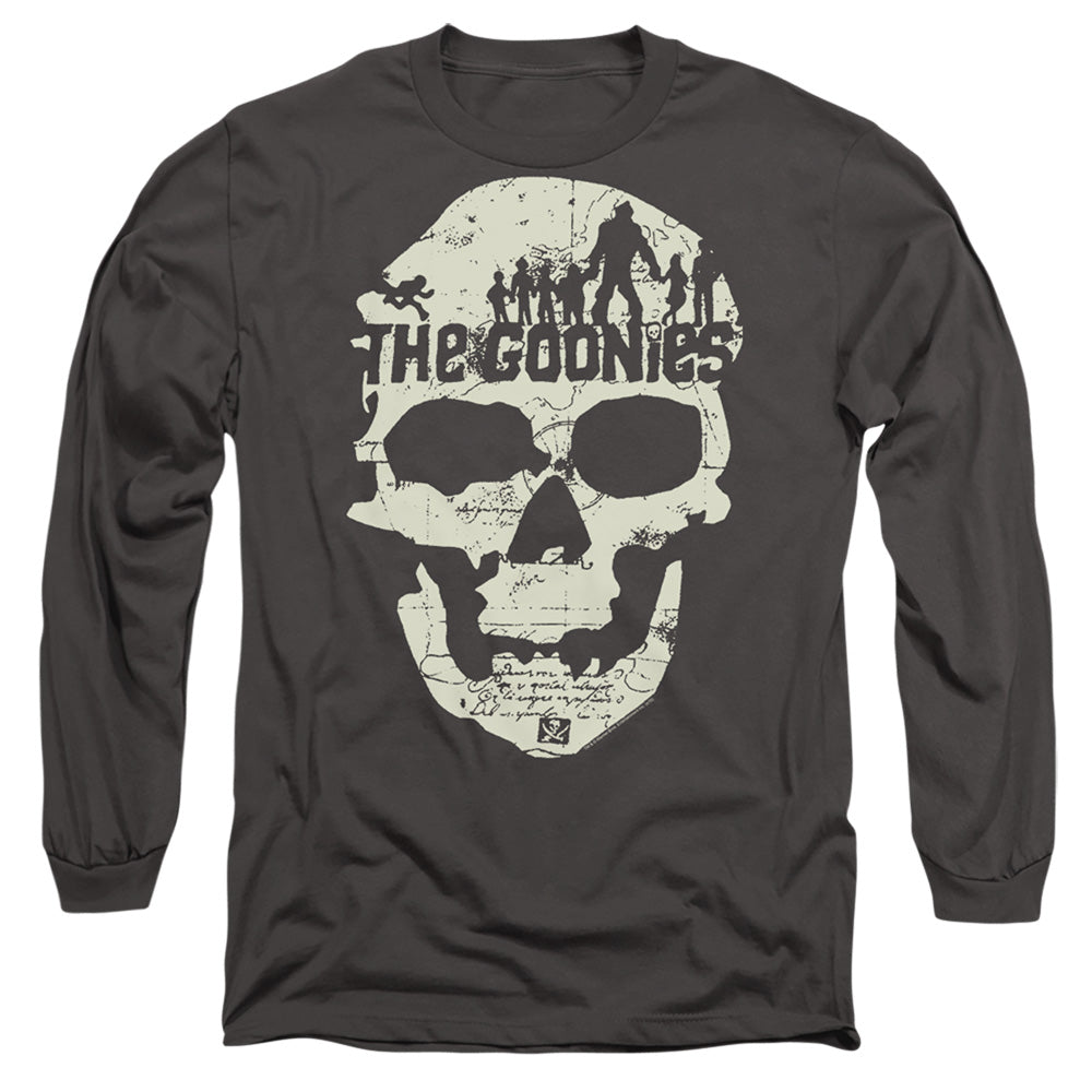 The Goonies Skull Map Mens Long Sleeve Shirt Charcoal Officially Licensed