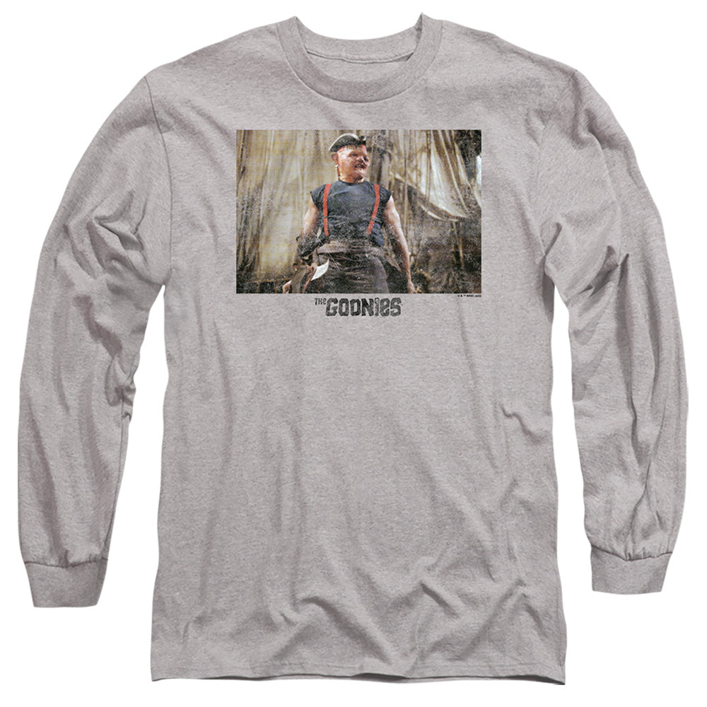 The Goonies Sloth 1 Mens Long Sleeve Shirt Athletic Heather Officially Licensed
