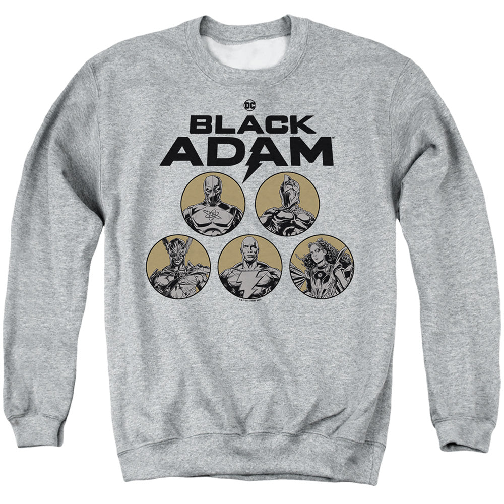 Black Adam Black Adam Contrast Group Mens Crewneck Sweatshirt Athletic Heather Officially Licensed