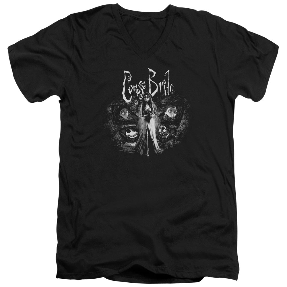Corpse Bride Bride To Be Mens Slim Fit V-Neck T Shirt Black