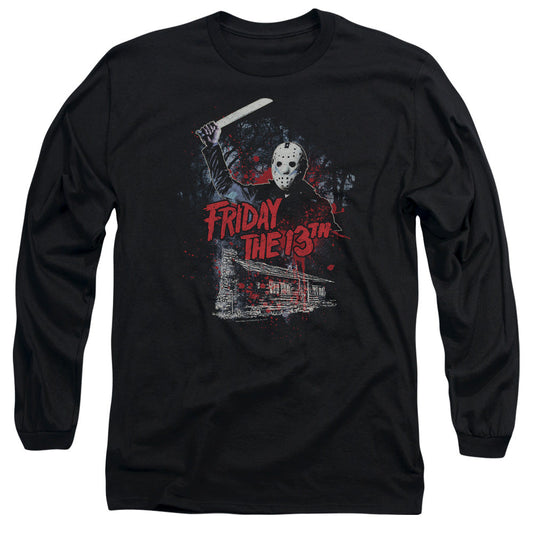 Friday The 13Th Cabin Mens Long Sleeve Shirt Black Officially Licensed