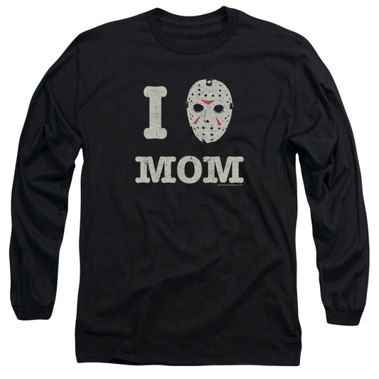 Friday The 13Th Mommas Boy Mens Long Sleeve Shirt Black Officially Licensed