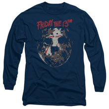 Load image into Gallery viewer, Friday The 13Th Rough Mask Mens Long Sleeve Shirt Navy Officially Licensed