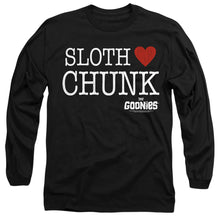 Load image into Gallery viewer, The Goonies Sloth Heart Chunk Mens Long Sleeve Shirt Black