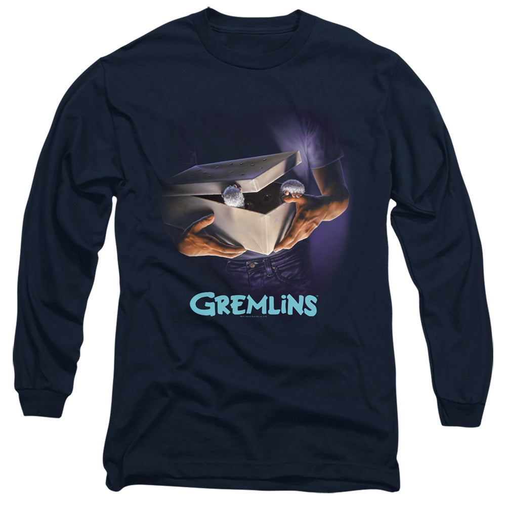 Gremlins Original Poster Mens Long Sleeve Shirt Navy Blue
