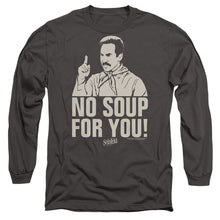 Load image into Gallery viewer, Seinfeld No Soup Mens Long Sleeve Shirt Charcoal Officially Licensed
