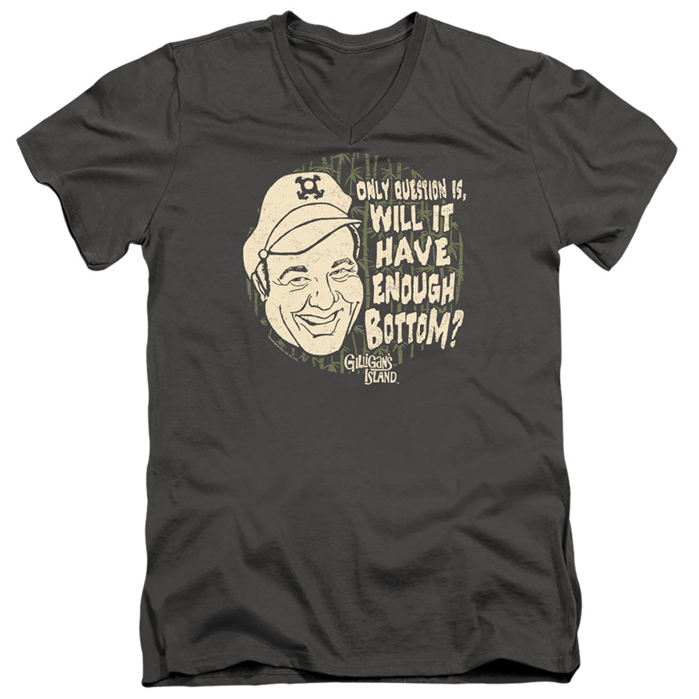 Gilligans Island Enough Bottom Mens Slim Fit V-Neck T Shirt Charcoal