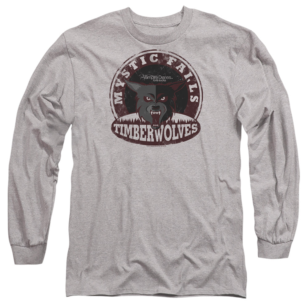 Vampire Diaries Timberwolves Mens Long Sleeve Shirt Athletic Heather Officially Licensed