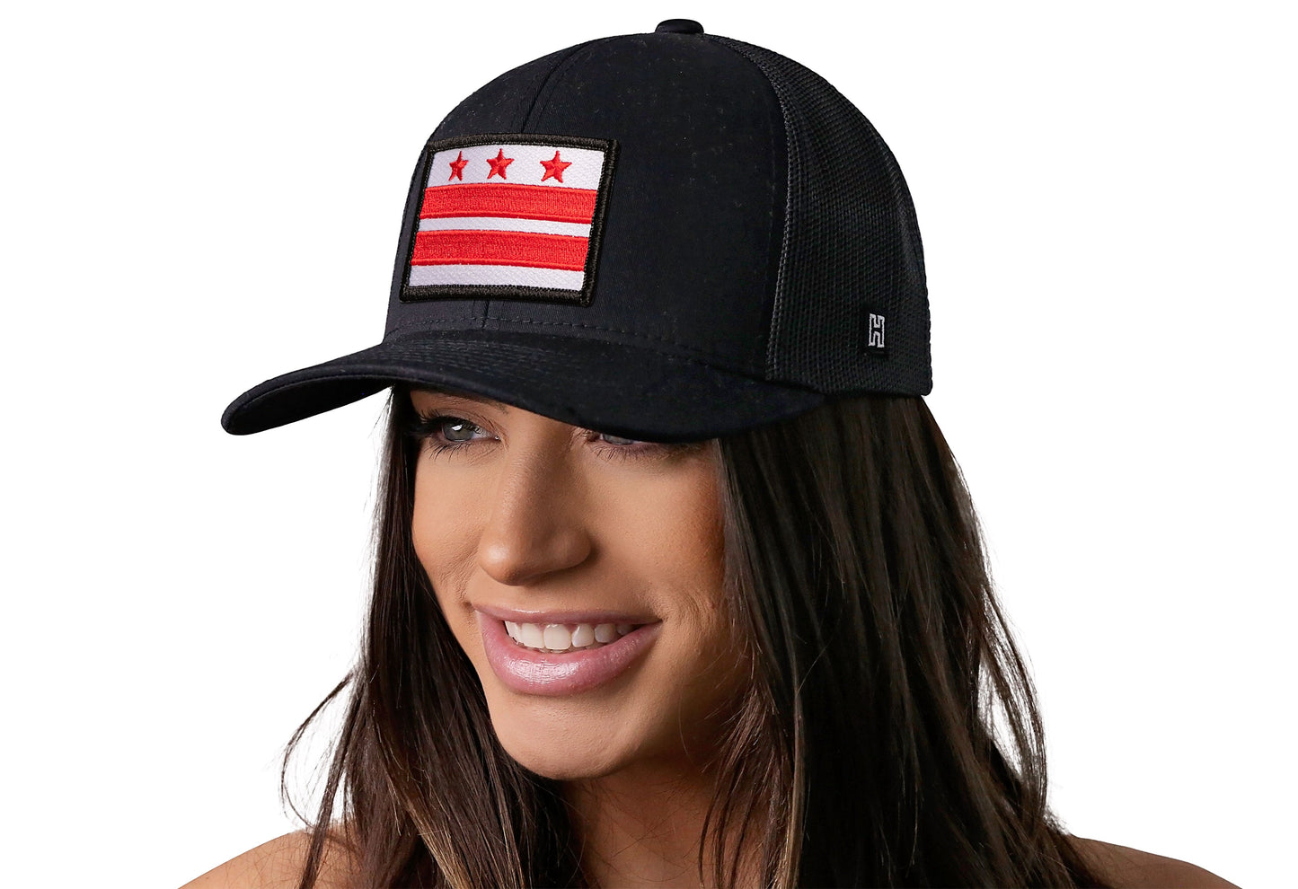 Washington DC Flag Trucker Haka Hat Black Snapback