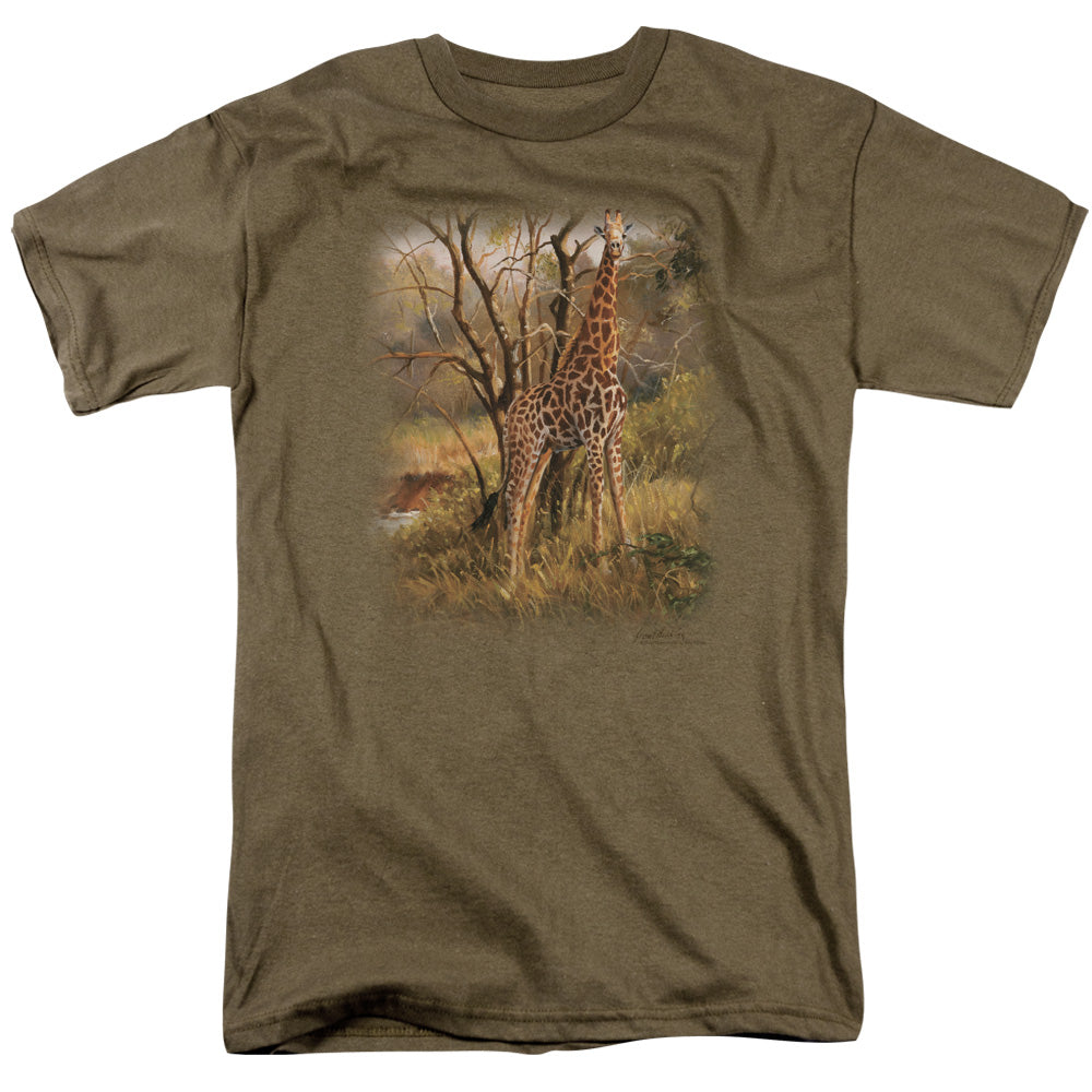 Wildlife Giraffe Mens T Shirt Safari Green