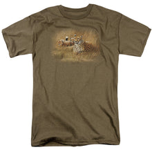 Load image into Gallery viewer, Wildlife Cheetah Family Mens T Shirt Safari Green