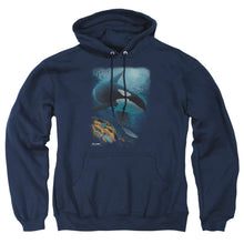 Load image into Gallery viewer, Wildlife Salmon Hunter Orca Mens Hoodie Navy