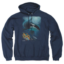 Load image into Gallery viewer, Wildlife Salmon Hunter Orca Mens Hoodie Navy