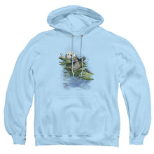 Load image into Gallery viewer, Wildlife Kelp Cradle Otters Mens Hoodie Light Blue