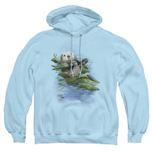 Load image into Gallery viewer, Wildlife Kelp Cradle Otters Mens Hoodie Light Blue