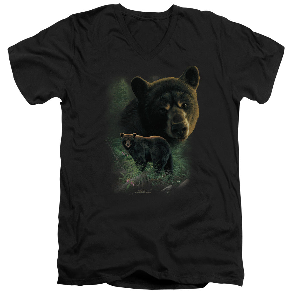 Wildlife Black Bears S S Adult V-Neck Black