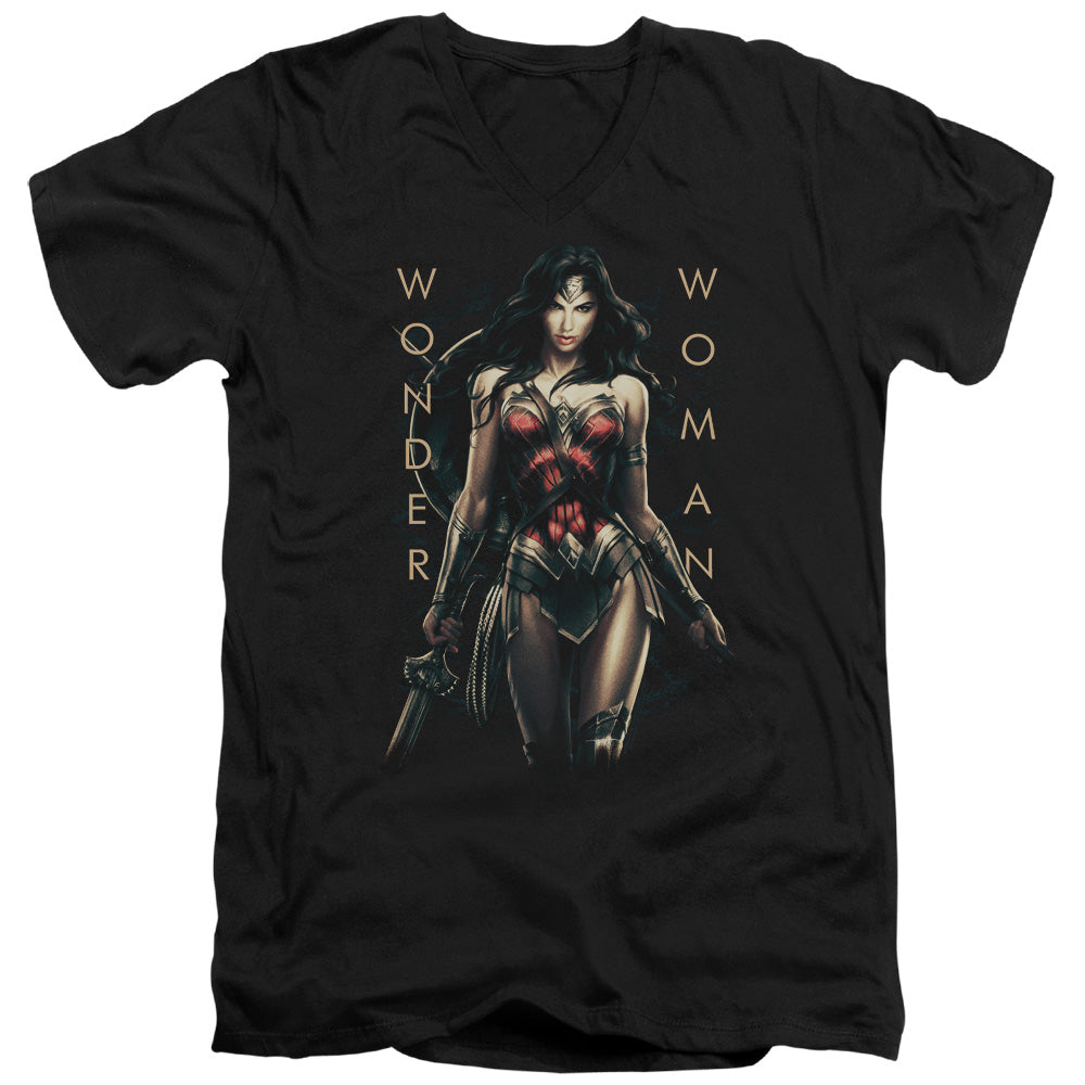 Wonder Woman Movie Armed And Dangerous Mens Slim Fit V-Neck T Shirt Black