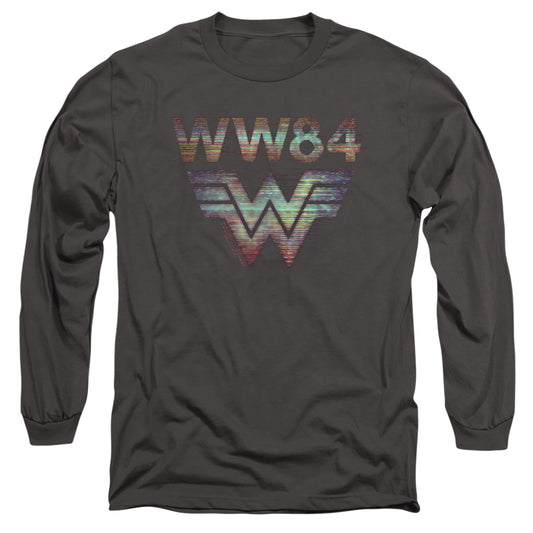 Wonder Woman 84 Static Tv Lines Mens Long Sleeve Shirt Charcoal Officially Licensed