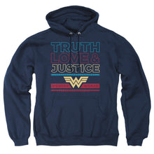 Load image into Gallery viewer, Wonder Woman 84 Truth Love Justice Mens Hoodie Navy