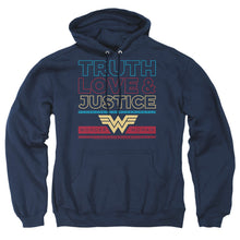Load image into Gallery viewer, Wonder Woman 84 Truth Love Justice Mens Hoodie Navy