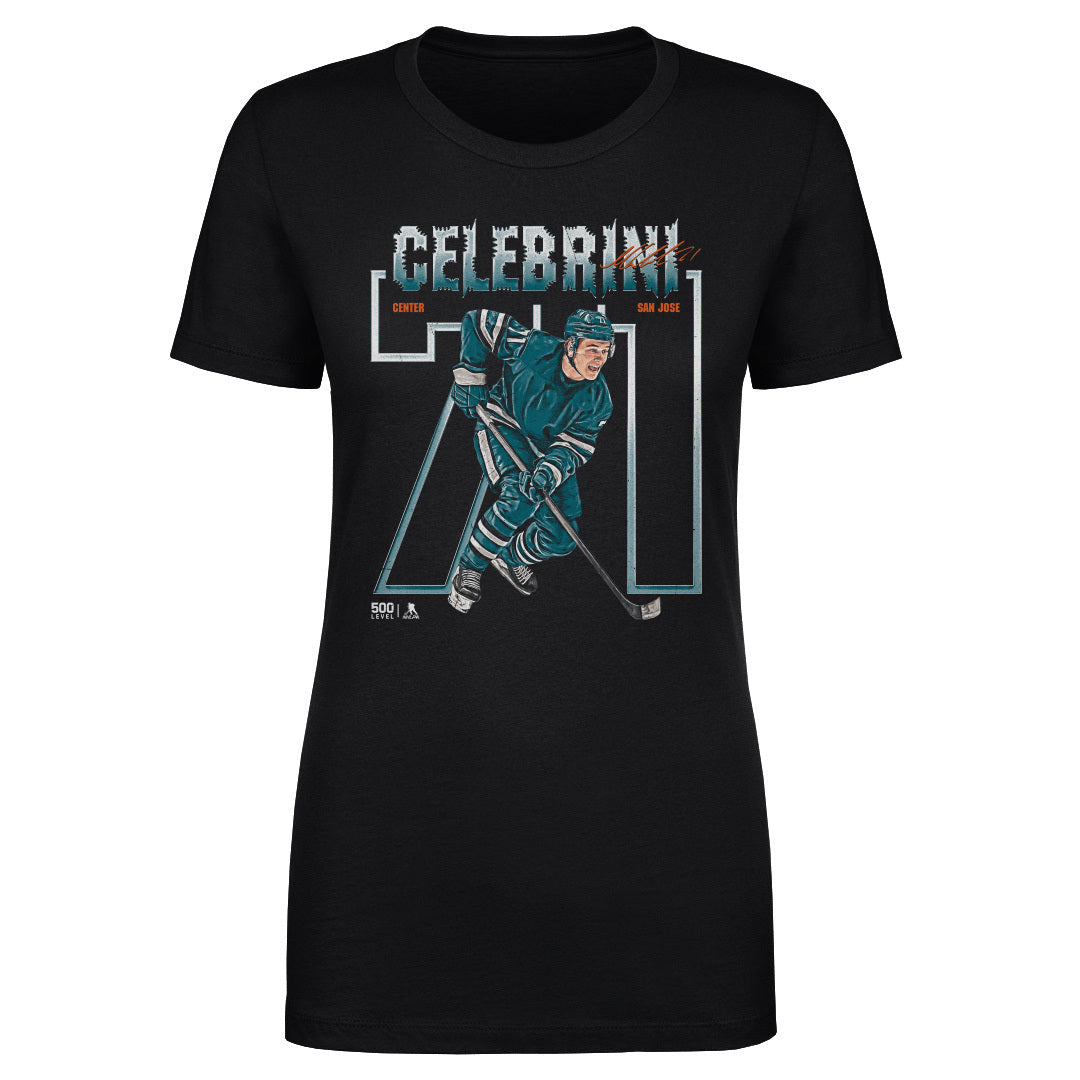 Macklin Celebrini San Jose Number Outline WHT
