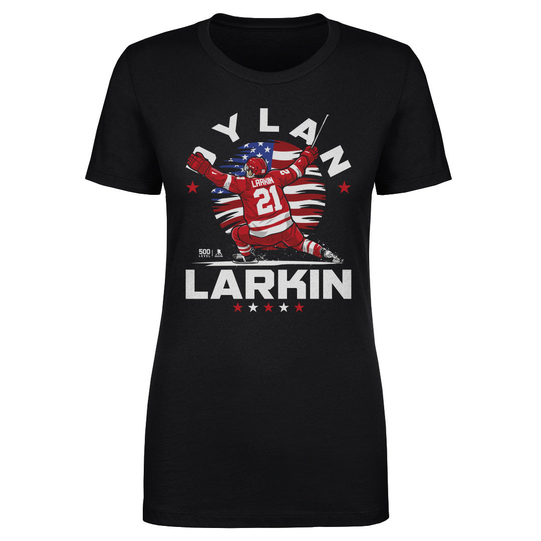 Dylan Larkin Detroit USA Flag Celebration WHT