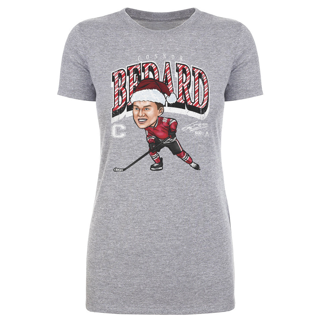 Connor Bedard Chicago Cartoon Santa Hat WHT