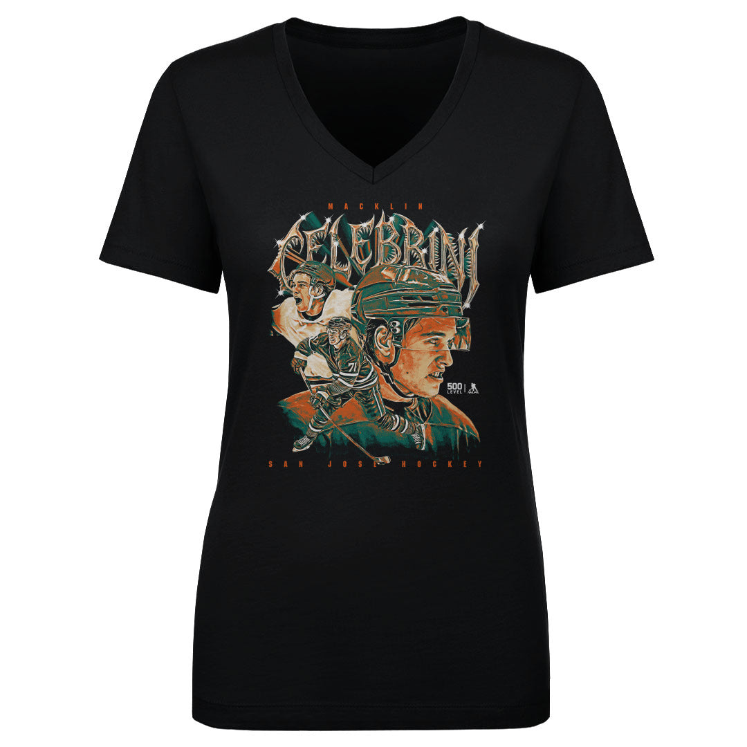 Macklin Celebrini San Jose Vintage Collage WHT