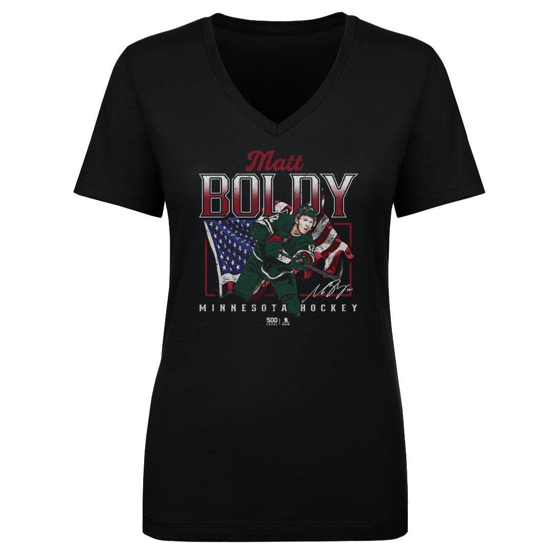 Matt Boldy Minnesota USA Flag WHT