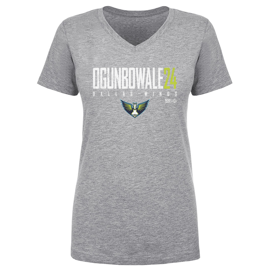 Arike Ogunbowale Dallas Wings Elite WHT Womens V-Neck T Shirt 500 Level Officially Licensed Fan Gear