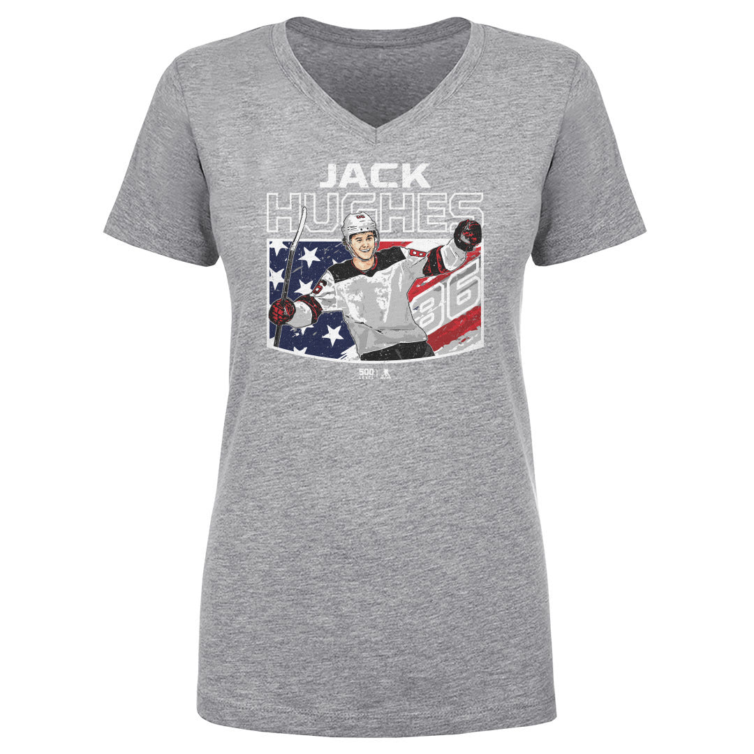 Jack Hughes New Jersey American Flag WHT