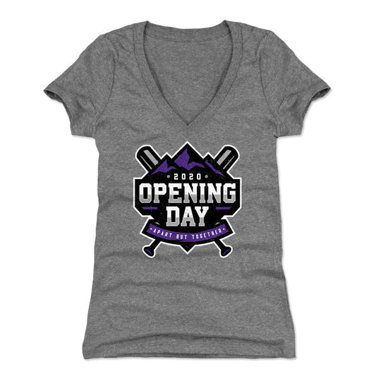 Colorado Baseball Opening Day WHT Womens V-Neck T Shirt 500 Level Officially Licensed Fan Gear