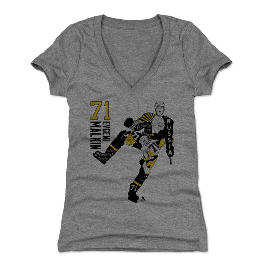 Evgeni Malkin Mix K Womens V-Neck T Shirt 500 Level Officially Licensed Fan Gear